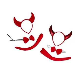 Fantasia Carnaval Kit Diabinho - Tiara, Gravata e Rabinho - Grande - R85811