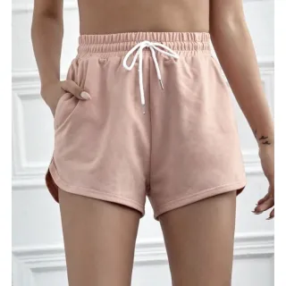 Short Moletom feminino cós elástico Plus Size G5 - Kit 3 unidades - Preto, Marrom, Nude