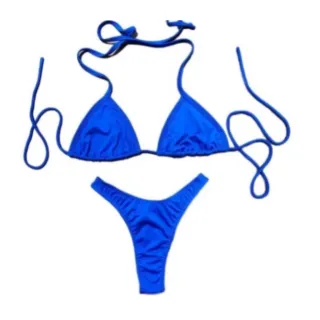 Biquíni Preto Liso Cortininha Fio Marquinha - Raryel - Biquíni Azul
