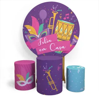 Capa Sublimada Veste Fácil Trio Carnaval - Capa Cilindro + Capa Painel - C-02