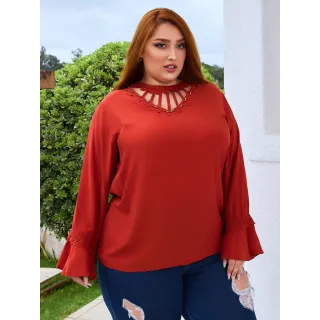 Blusa plus size manga Flair K2135 - Rosa