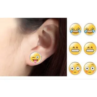Carinhas variados - Brincos emoji (36 pares) - Fúcsia
