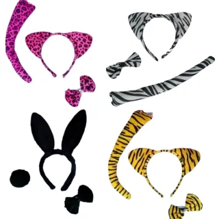 Fantasia Carnaval Kit Tiara, Gravata e Rabinho - 3 peças