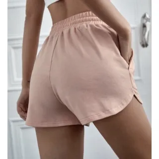 Short Moletom feminino cós elástico Plus Size G5 - Kit 3 unidades - Preto, Marrom, Nude