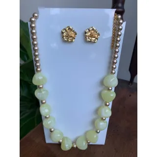 Moda Afro Feminino - Conjunto Triplo Colar Couro e Brincos Vintage Etnico - Mod 4