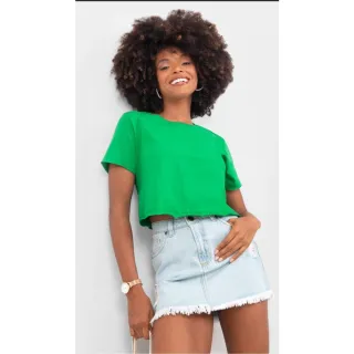 Blusa Cropped Feminina Estilosa Soltinha Tshirt Larguinha - P