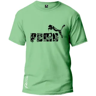 Camiseta Puma Manga Curta 100% Algodão Adulto Fresquinha Novo Tecido - VERDE ESCURO/PRETO