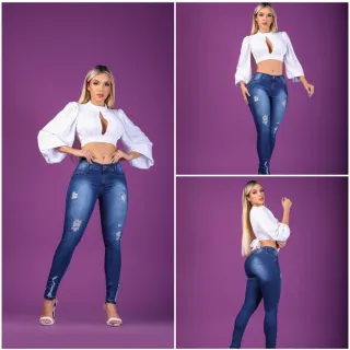 Calça Jeans Feminina Cintura Alta com Lycra - Empina Bumbum - 26