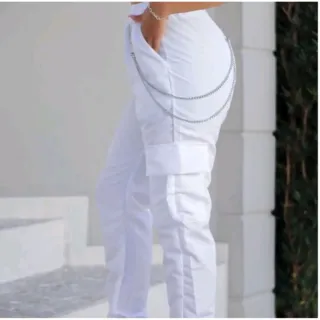 Salopete Corrente Tactel Moda Gringa Cargo Jogger Cinto - Raryel - Bege