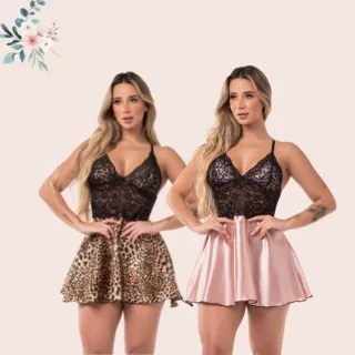 Lingerie Lisa Feminina Camisola Cetim - Rubro