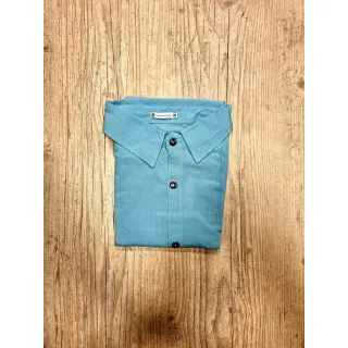 Havaiana Azul Camisa Masculina Manga Curta Lisa - Azul