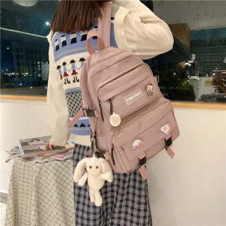 Mochila impermeável unissex grande Jx1436 para escola em nylon - Azul