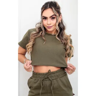 Blusa Cropped Feminina Estilosa Soltinha Tshirt Larguinha - P