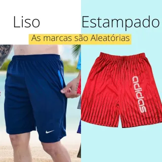 Praia Masculino Kit 5 Calção Esportivo - Kit 5 lisa