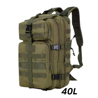 Militar Mochila Tática Assault 40L Camping Impermeável - Verde (com bandeira)
