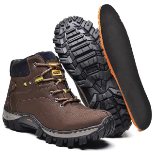 Tênis Coturno Macio Masculino de Couro Caterpillar - CAFE