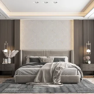 Quarto Provençal Dourado Luxo Papel de Parede Autoadesivo 1m - Único