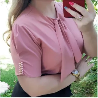 Linda Blusa Modinha Social Manga Curta Feminina Evangélica - 652