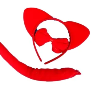 Fantasia Carnaval Kit Tiara, Gravata e Rabinho - 3 peças - ONÇA ROSA CLARO