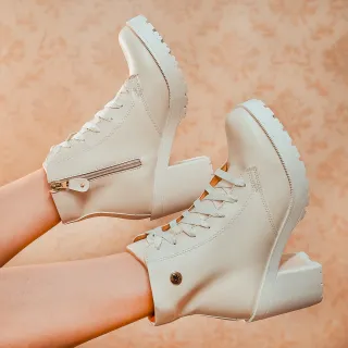 Bota Feminina Tratorada Salto Alto Coturno Muritalle Tamanho Grande 35 ao 42 - Branco Fosco