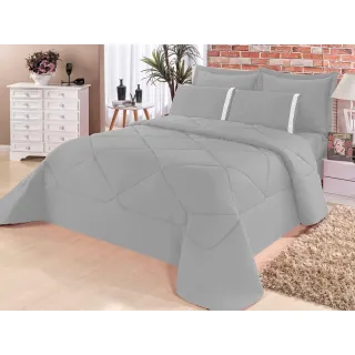 Lençol Aconchego Solteiro 4 Peças + Kit Edredom Dupla Face - Marrom