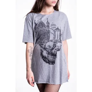 Promoção Camiseta Estampada Unissex Corte A Fio Algodão 100% Penteado Caveira Gótica - Masculino