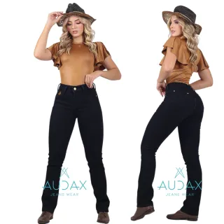 Cowtry Calça Jeans Feminina Cós Alto Rodeio com Lycra - JEANS COUNTRY ESCURO