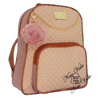 Mochila Feminina Fashion com Lindo Detalhe e Chaveiro Pompom - Compre Online na Raryel - 67 Azul Bebe Pompom