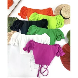 Ciganhinha Corselet Delicado Comportado Barbatanas Cropped Feminino - Azul Bebê