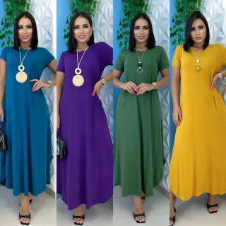 Vestido Plus Size Longo Evangelico Midi Comprido Saruel Verão - Verde Musgo Claro Maravilhoso