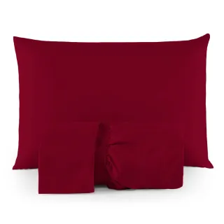 Lençol Casal Jogo de Cama Micropercal 200 Fios - 03 Peças - ROSA RETRÔ