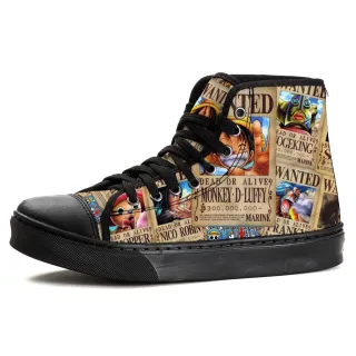 Procurados Tênis Cano Alto Série One Piece Amigos de Luffy - Preto