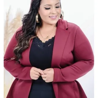 Casaco Blazer Plus Size Feminino Neoprene G1 G2 G3 - Preto