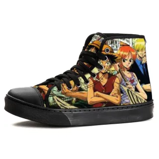 Amigos de Luffy - Tênis Cano Alto Anime One Piece - Preto