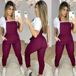 Macacão Feminino Pantacourt Jardineira em Bangaline - Azul Marinho