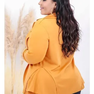 Casaco Blazer Plus Size Feminino Neoprene G1 G2 G3 - Preto