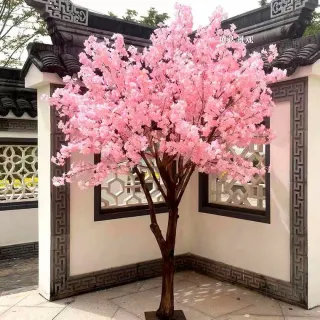 Pacotes de flores artificiais decorativas de cerejeira - Mais favorável comprar - Curto Creme