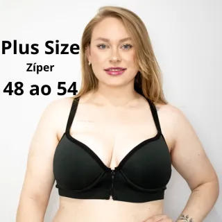 Bojo Plus Size Sutiã Abertura Frontal Zíper Alça Nadador Reforçada