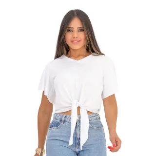 Blusa Manga Curta Neon Verão 2023 - Flare de Amarrar - Cores Variadas - Verde