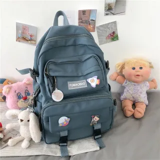 Mochila impermeável unissex grande Jx1436 para escola em nylon - Azul