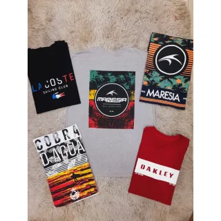 Camisetas masculinas fio 30.1 em kit com 3 unidades - Variadas