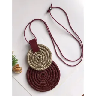 Mandala Dupla Maxi Colar Colorido Artesanal de Corda Náutica - 48. Azul Noite/Chevron