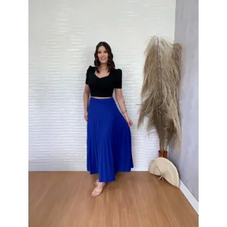 Moda Plissada: Saia Longa Helanca em Tecido - Pink