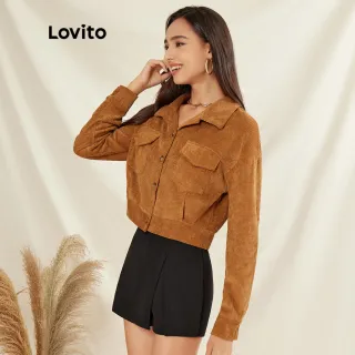 Jaqueta de Veludo Elegante com Bolso Texturizado - Lovito (Marrom) - Marrom