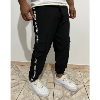 Calça Tik Tok Unisex Cargo Jogger Tactel com Bolsos Laterais - Laranja