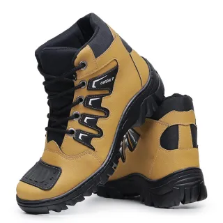 Cano Médio Tático Bota Coturno Masculino Motociclista Militar - CAFE