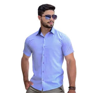 Promoção Barata - Camisa Social Manga Curta Slim Masculina, Compre Online na Raryel - Branco