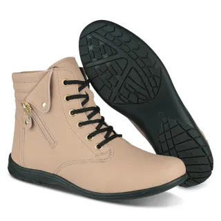 Ótima Qualidade! Bota Feminina Coturno New Step - Nude