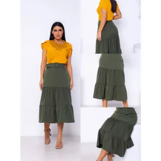 Nova Coleção Saia Três Marias Com Cinto - Preços Baixos - Fúcsia