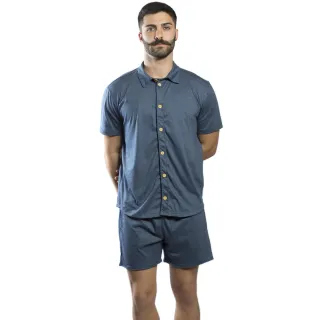 Moda Praia Masculino: Conjunto Slim Camisa de Botão + Shorts Curto - Branco